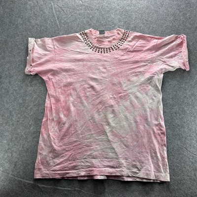 Vintage y2k YeWear! New York Shirt Mens L/XL Pink Colorblock Studded Crewneck