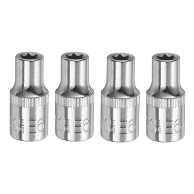 4pcs E-Torx Socket 1/4'' Drive E6 External Torx Deep Socket 1'' Star Sockets