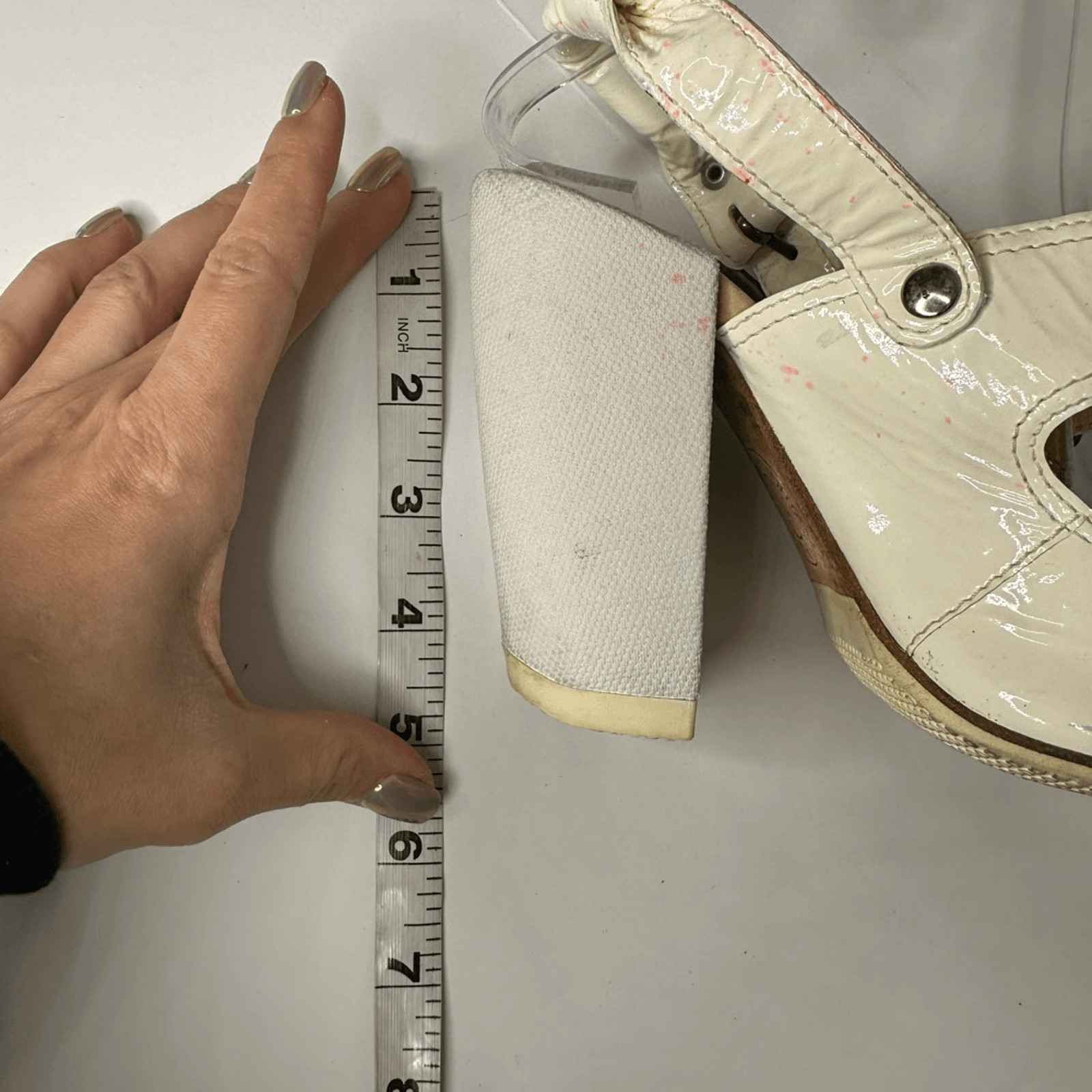 Dries Van Noten Buckle block heel Sandals white cream patent leather womens 37.5 thumbnail 7