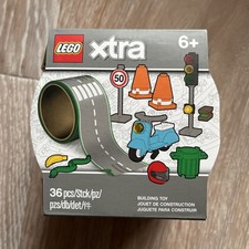 Retired Lego Xtra Road Tape Bike Traffic Lights Cone Bin Speed Limit Sign 6+