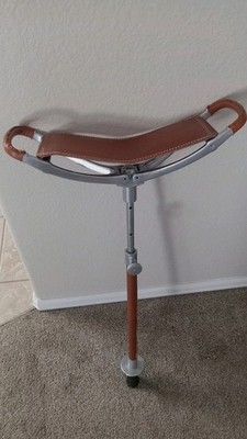 Comoy's Of London Adjustable Walking Chair Cane Leather Seat w/ Bag