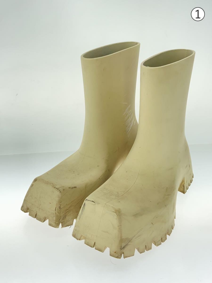 Balenciaga Trooper Rubber Boots 41 Beige 22SS Used with Balenciaga Trooper Rubber Boots 41 Beige 22SS Used with