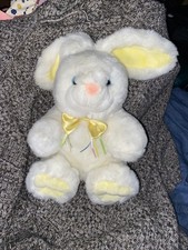 Plush Easter Bunny Yellow 11 Sitting To-16 Floppy Ears Pastel Bow Walmart