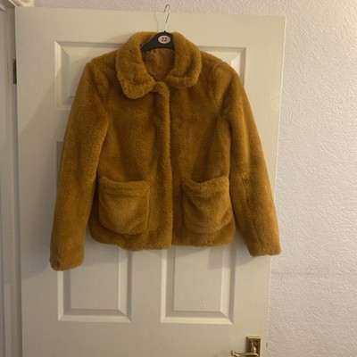 Divided H&M Womens Tan Faux Fur Lined Jacket Size S measurements in description 