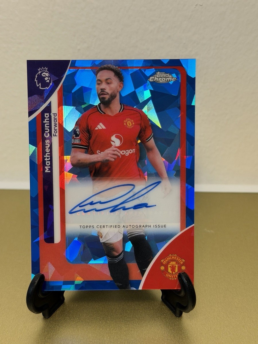 Matheus Cunha Auto 2026 Topps Chrome Premier League Sapphire Man 