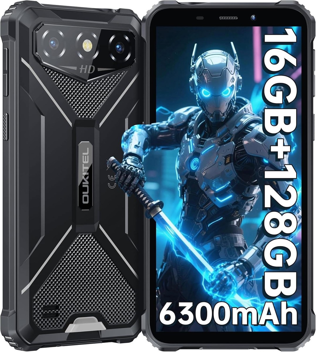OUKITEL G3 Rugged Smartphone 16GB+128GB/1TB 6” HD 6300mAh Battery