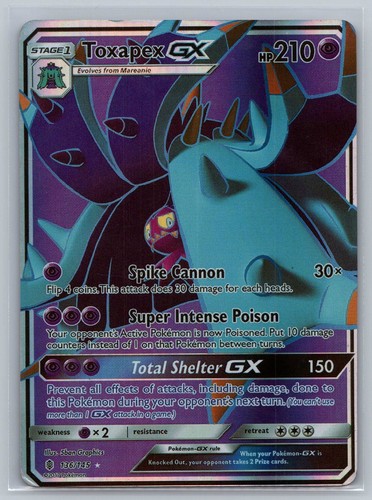 Toxapex GX (Full Art) 136/145 SM - Guardians Rising Ultra Rare Pokemon Card NM