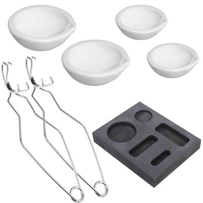 LAIAMER 7pcs Graphite Metal Melting Casting Kit, Including 2 Crucible Tongs, 5-i