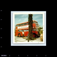 Square Color Photo DOUBLE-DECKER LONDON BUS BEEFEATER GIN 1972 LAKE HAVASU