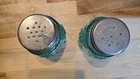 Salt and Pepper Shakers Pioneer Woman Adeline Teal Pressed Glass  — photo 2