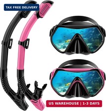 Snorkeling Gear for Adults, Dry-Top Snorkel Set Scuba Diving mask, 180 Panoramic