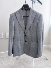 Slim Plaid Knit Suit Jacket Express 36s