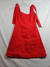 Alice + Olivia Jeans Maryann Tie-Shoulder Dress, Red, Size 6