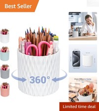 Elegant 360  Rotating 5-Slot Pen Holder - Stylish Desk Organizer in White