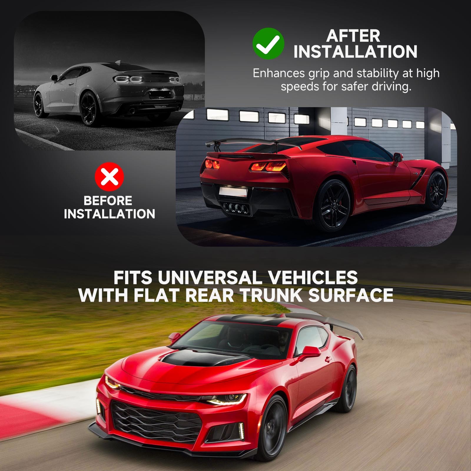 55" Carbon Fiber GT-Style Rear Trunk Wing Spoiler Lip For Lamborghini Huracan