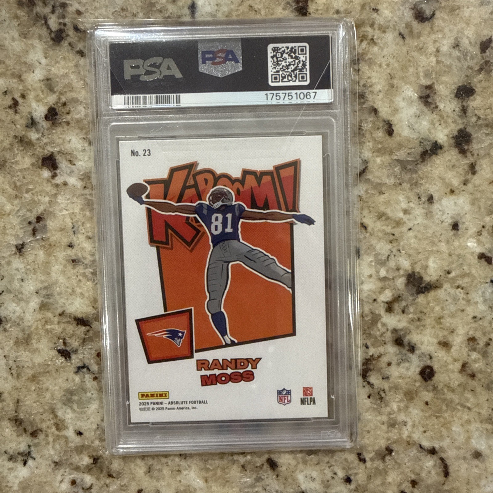 2025 Absolute RANDY MOSS Purple Kaboom! PSA 10 view 2