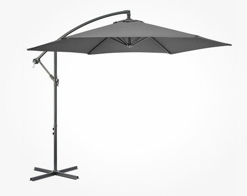 3m Cantilever Garden Banana Parasol Sun Shade Patio Hanging Umbrella Grey