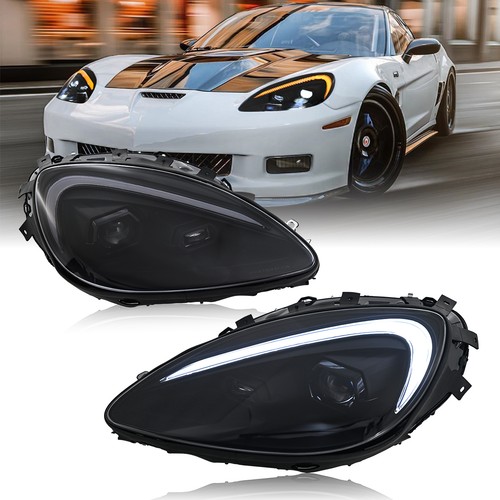 Faro LED negro para Chevy Corvette 2005-13 secuencia intermitente luz de marcha diurna - Imagen 1 de 22