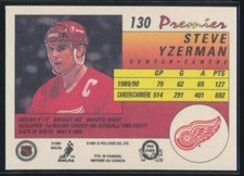 1989 1990 Steve Yzerman O-Pee-Chee Premium #130 Detroit Red Wings Hockey Card