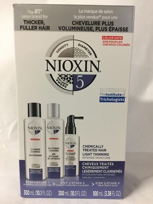Nioxin set #5, chemically treated hair light tihinning , Color safe  ( 3 pieces 