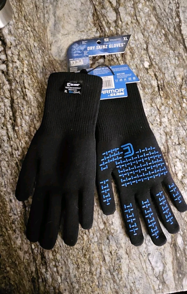 カーム グローブ Clam Outdoors IceArmor Dry Skinz Gloves - Black/Blue Clam Dry Skinz Ice Fishing Gloves Black Waterproof! Size XL | eBay