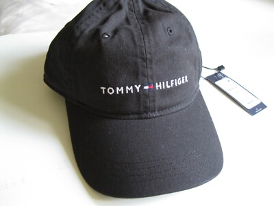 ?️NWT Tommy Hilfiger Black Logo Unisex Adjustable Baseball Hat One Size Tommy Hilfiger Men main image 3