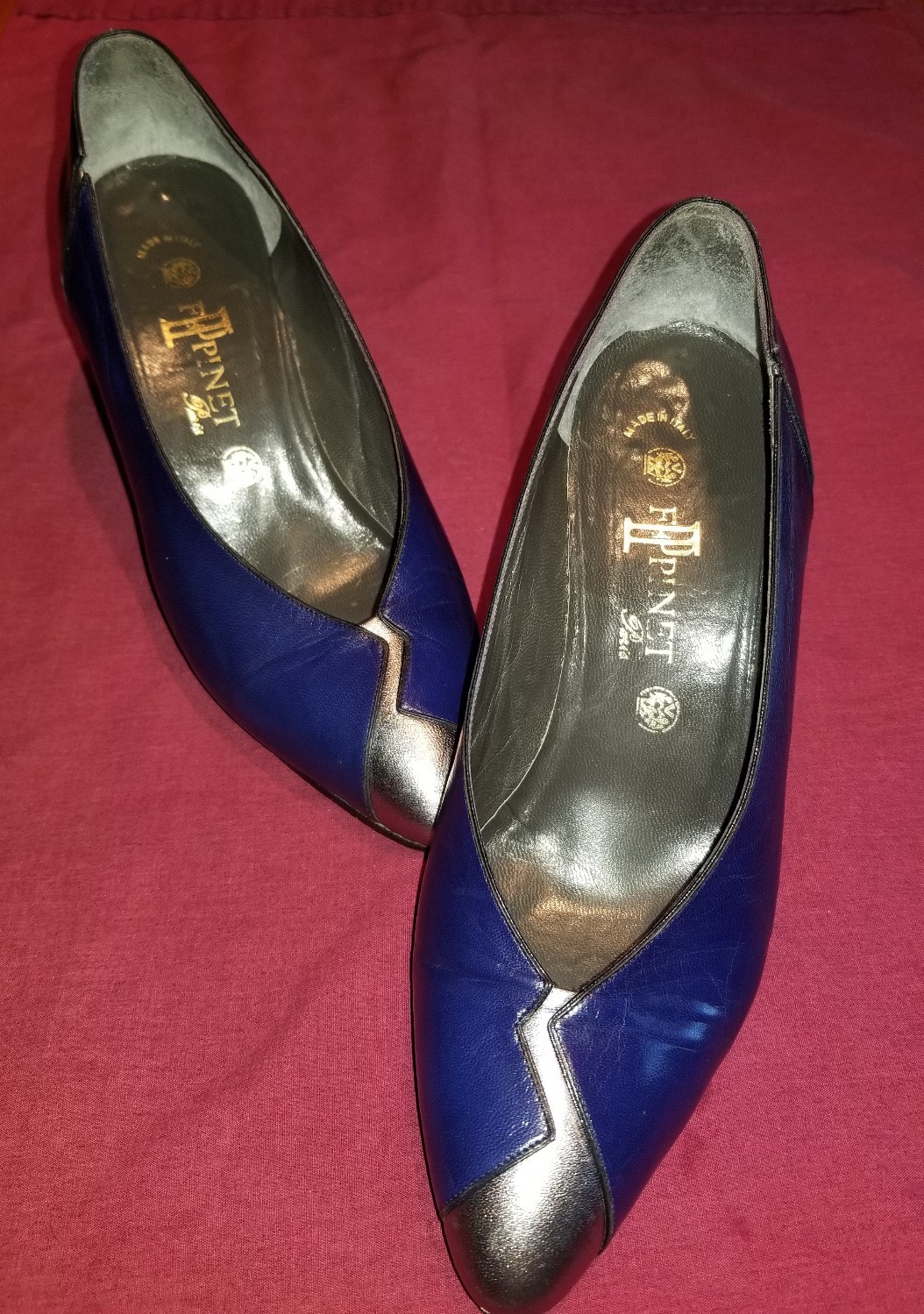 F Vintage blue with silver accent Pumps. Rare. Beautiful and old