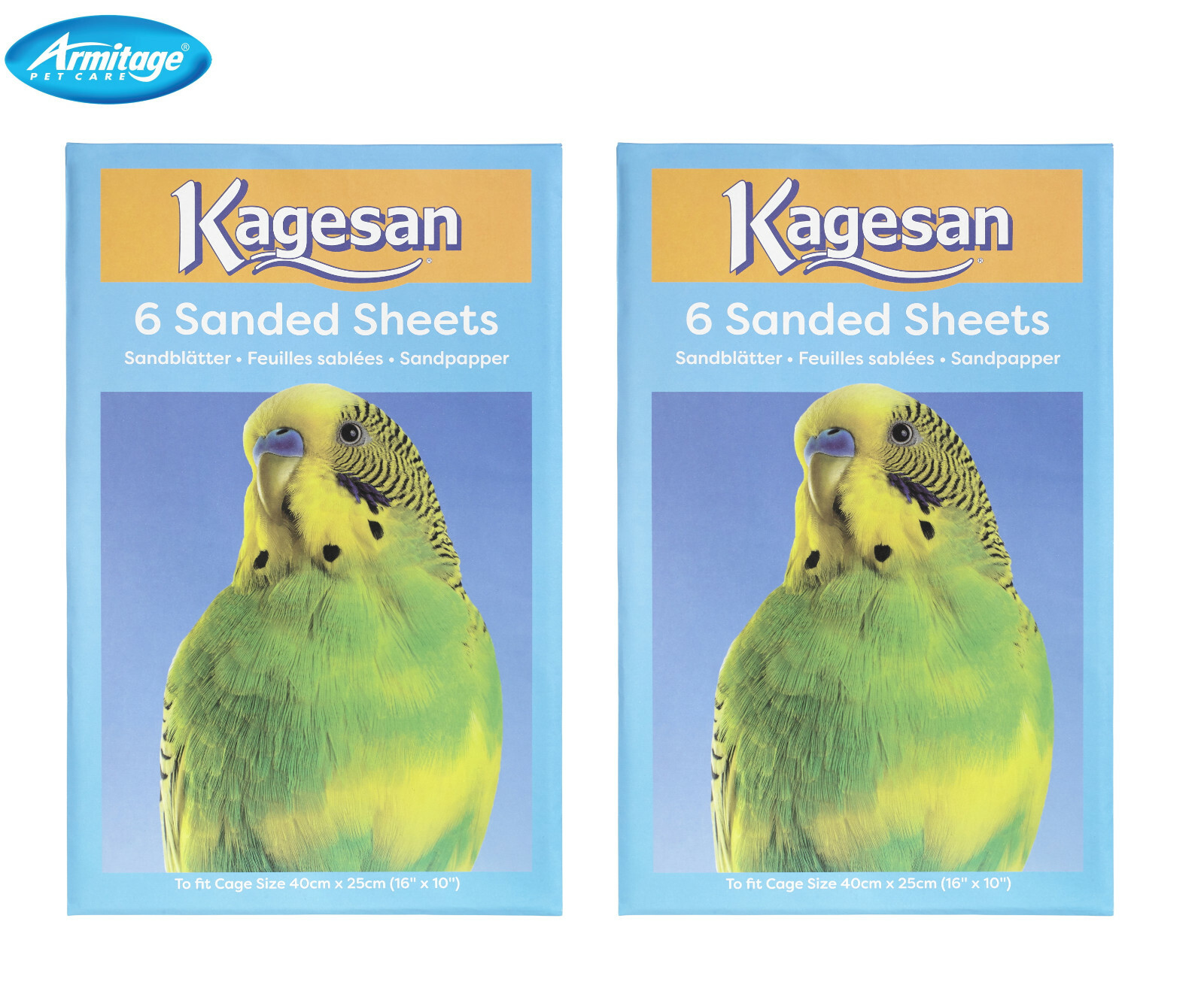 KAGESAN SANDED SHEETS NO 5 BLUE 40x25CM (16X10") 2 X 6 PK BIRD CAGE