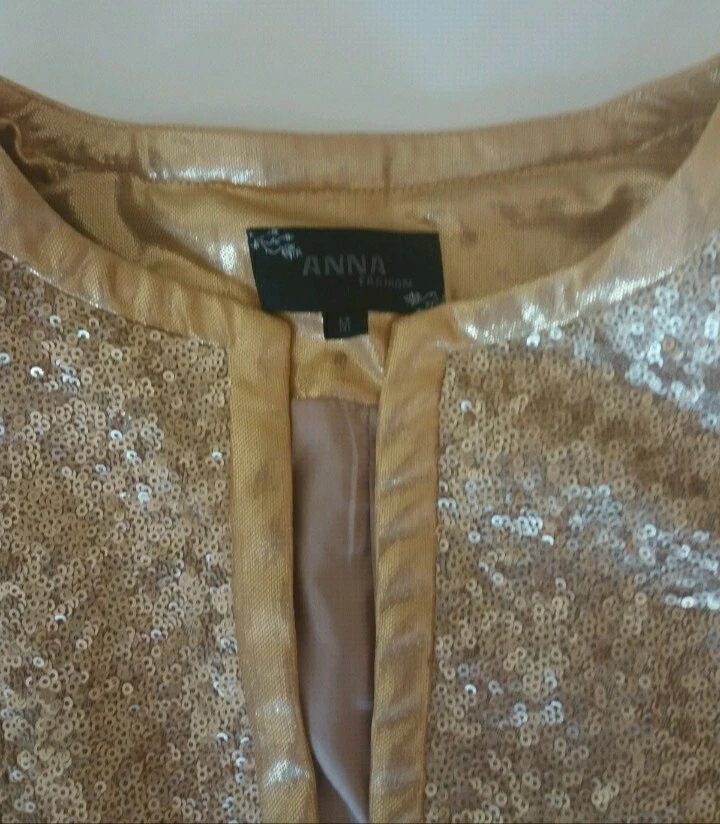 Chaqueta Fiesta Lentejuelas Doradas Talla M - Imagen 2 de 4