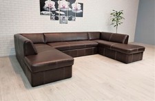 Echtleder Ecksofa U-FORM 100% Echt Leder Sofa Couch mit Bettfunktion Rindsleder