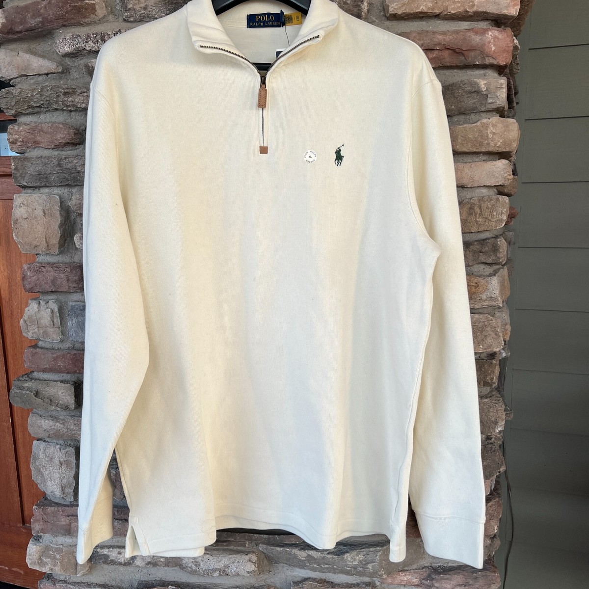 【送料&関税込】Polo Ralph Lauren Ivory Cotton Blend Sweater POLO RALPH LAUREN Men's French Ribbed Cotton 1/4 Zip