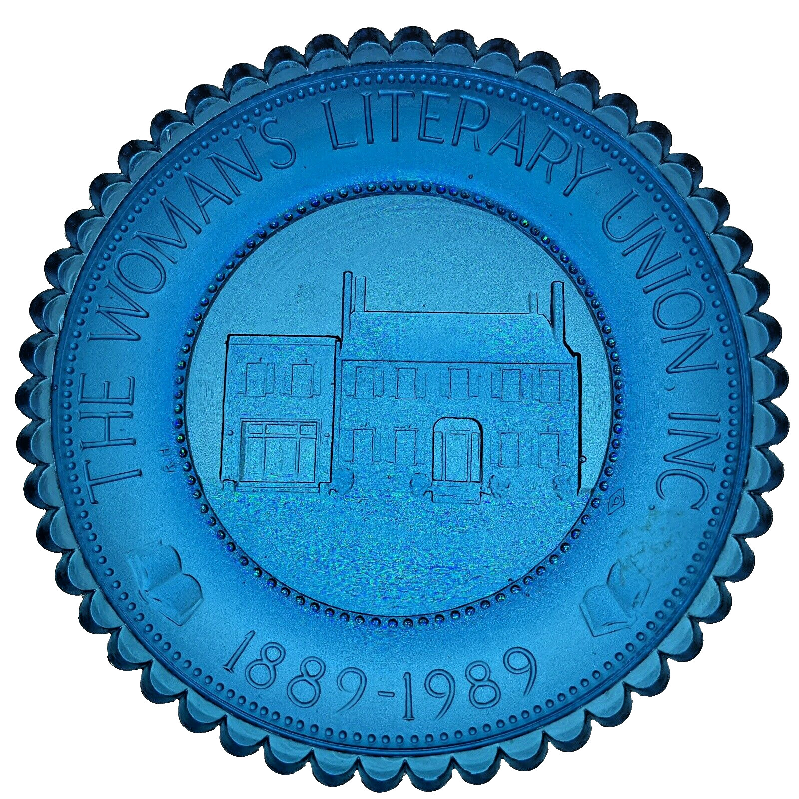 Portland ME Womans Literary Union Frye Hall Maine VTG Portland Glass Cup Plate