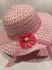 Garden Hat With Pink  Yellow Flower And Pink Ribbon Girl's Spring Pink New