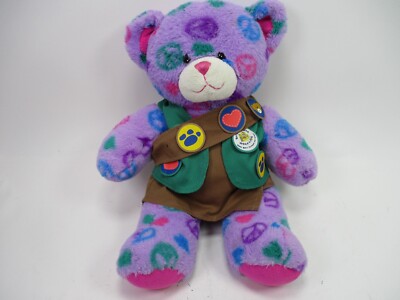 B.A.B Purple Peace Teddy Bear with Scout Outfit 15 inch Build A Bear