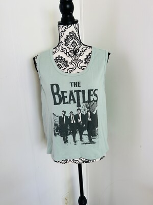 Apple Corps The Beatles Women s Light Green Cropped Cotton Tank Top Size 3X