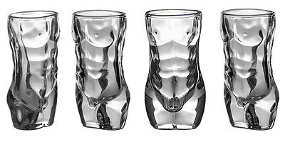 Sexy Men Shot Glasses Set of 4 1.5 ounce Bachelorette Gift by Dopecha
