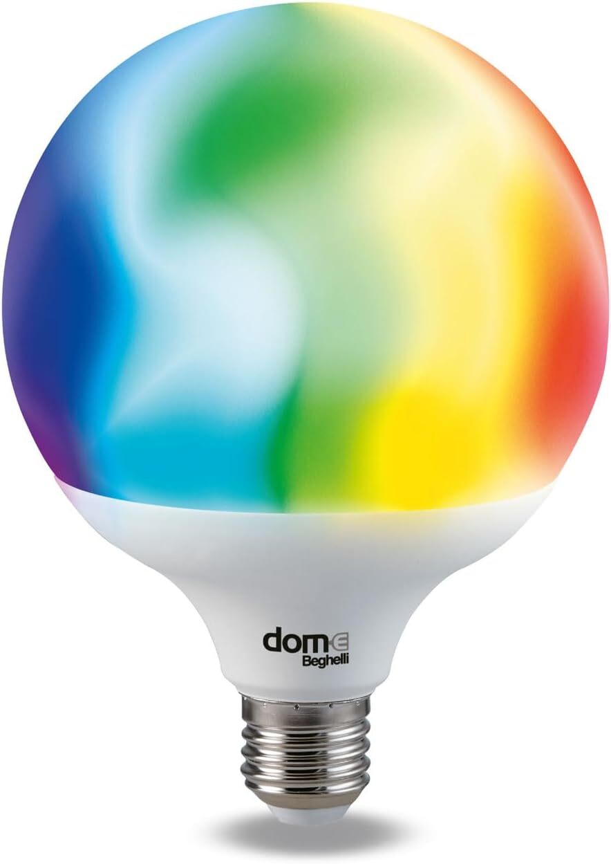 Beghelli Dom Lampadina LED Alexa Smart GLOBO E27 14W RGB-CCT WiFi-Lampada...