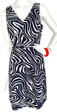 Banana Republic Black White Abstract Animal Print Sleeveless Pleated Dress 8 EUC