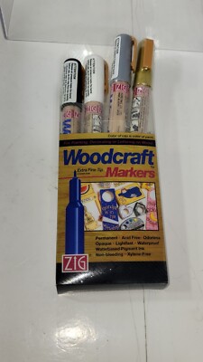 4 Pack Zig  Woodcraft Chisel Tip Marker 4 Different Colors