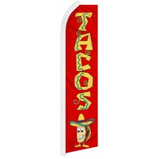Tacos Advertising Swooper Feather Flutter Flag Concessions Food RED