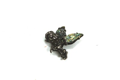 Vintage Cyvra Sterling Silver & Abalone Figural Pixie, Elf, Imp, Fairy Brooch