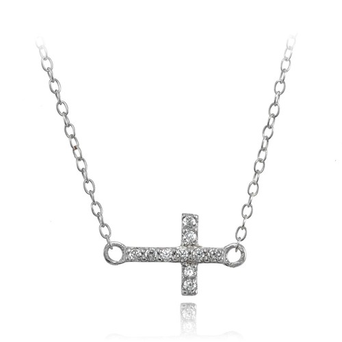 Sideways Cross Cubic Zirconia Choker 