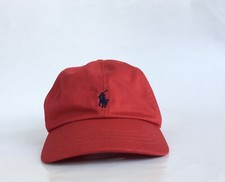 POLO RAPLH LAUREN BASEBALL CAP KIDS ONE SIZE ADJUSTABLE RED HAT BLUE PONY