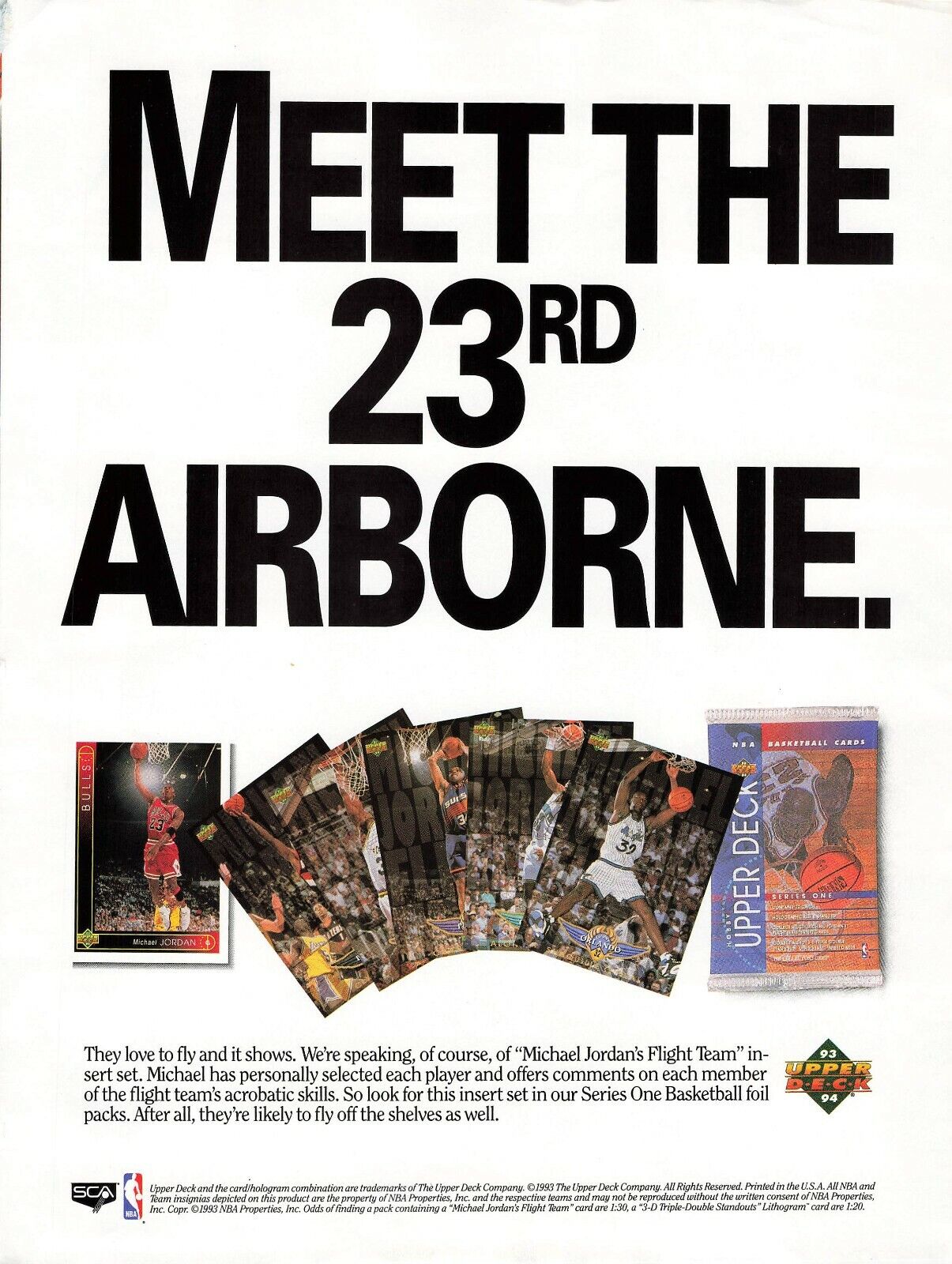 93 94 Upper Deck Basketball Cards Ad Michael Jordan #23 90'S Vtg Print Ad 8X11