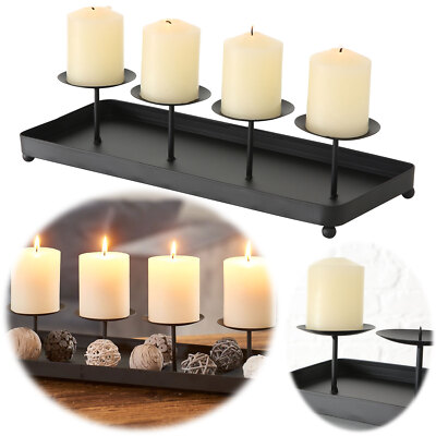 Kerzenhalter Eisen 40cm 4-fach Advent Kerzen-Tablett Leiste Ständer Schale Kranz
