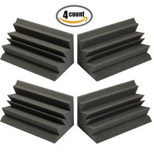Paquete de 4 trampas para bajos de espuma acústica de 12" X 6" X 6" para estudio insonorización pared de esquina