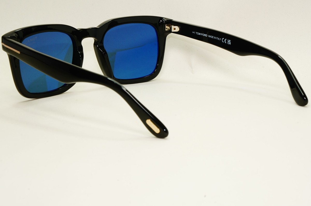 Tom Ford Sunglasses Dax Polarized Black Glossy Square Blue FT0751
