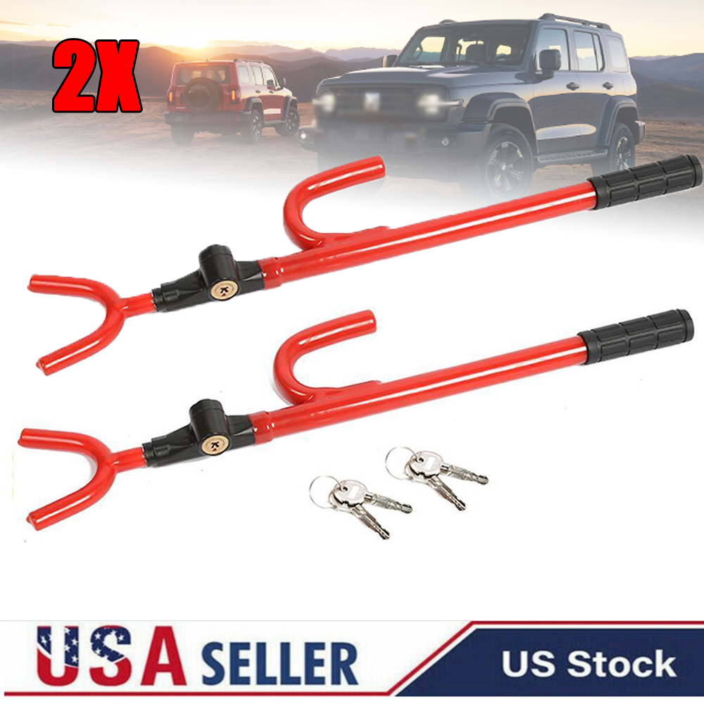2 Pack Heavy Duty Twin Hook Steering Wheel Lock Car Van Security Anti
