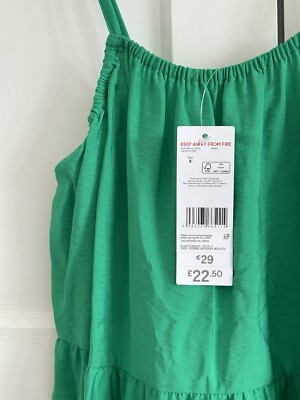 tesco green dress F&F Textured Tiered Midi Dress in Green