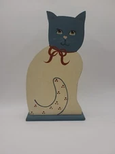 Vintage Wooden Cat Decorative Coin Bank - Hand Painted